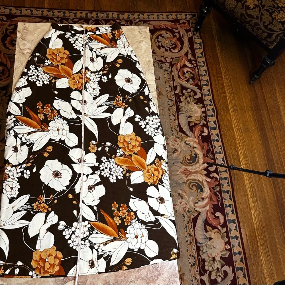 Vintage 70s F.A.Chatta Brown Floral Maxi Skirt 26 Waist - Picture 10 of 14